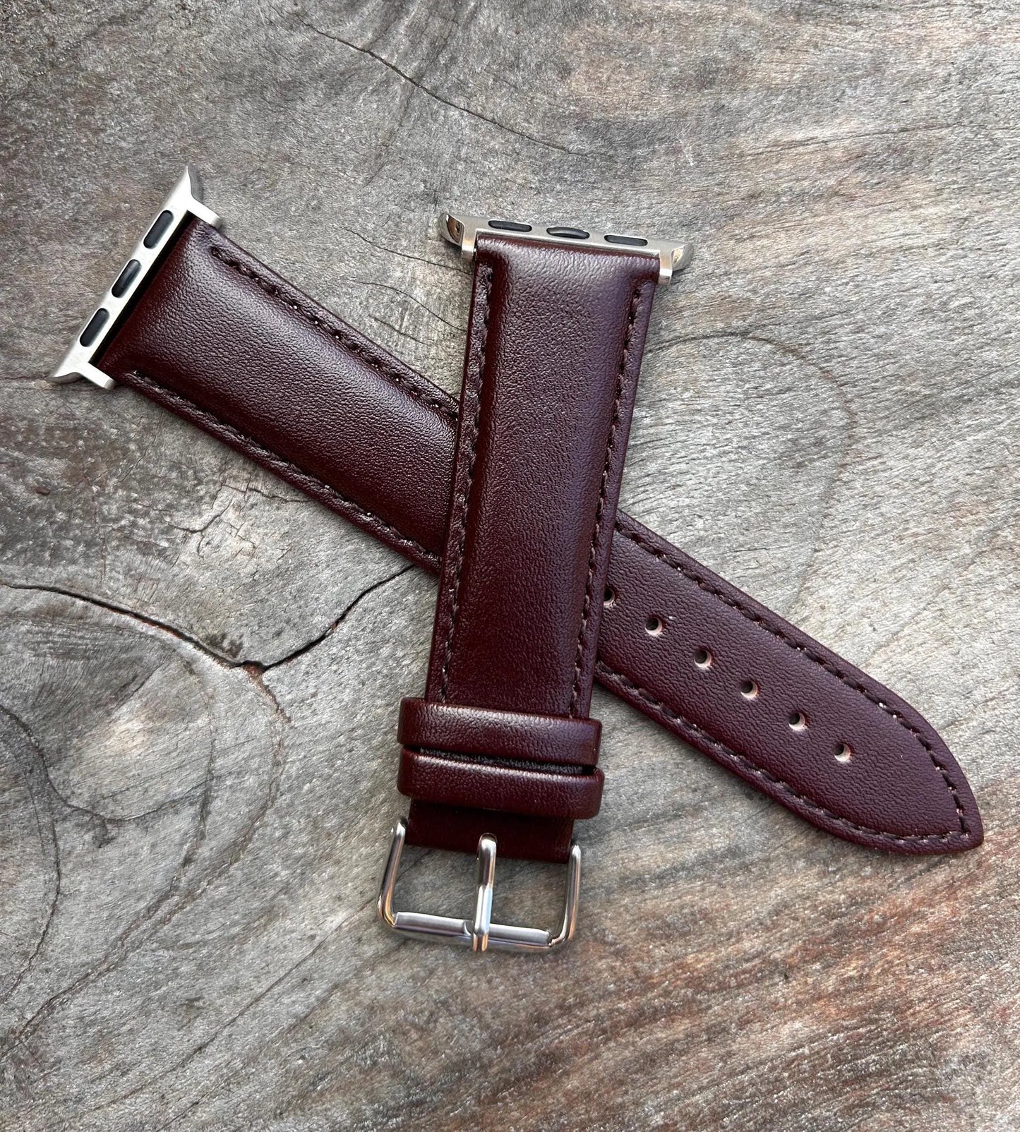 Personalised Dark Brown Leather Apple Watch Strap, 38mm 40mm 41mm 42mm 44mm 45mm, Series 7 6 5 4 3 2 1 SE, Engraved Apple Watch Band, iWatch