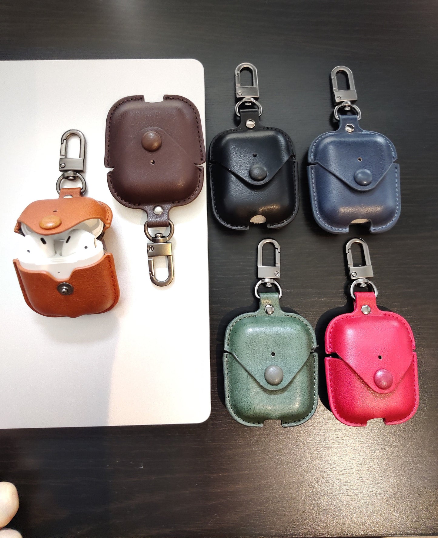 Black Pu Leather Apple Airpod Cases