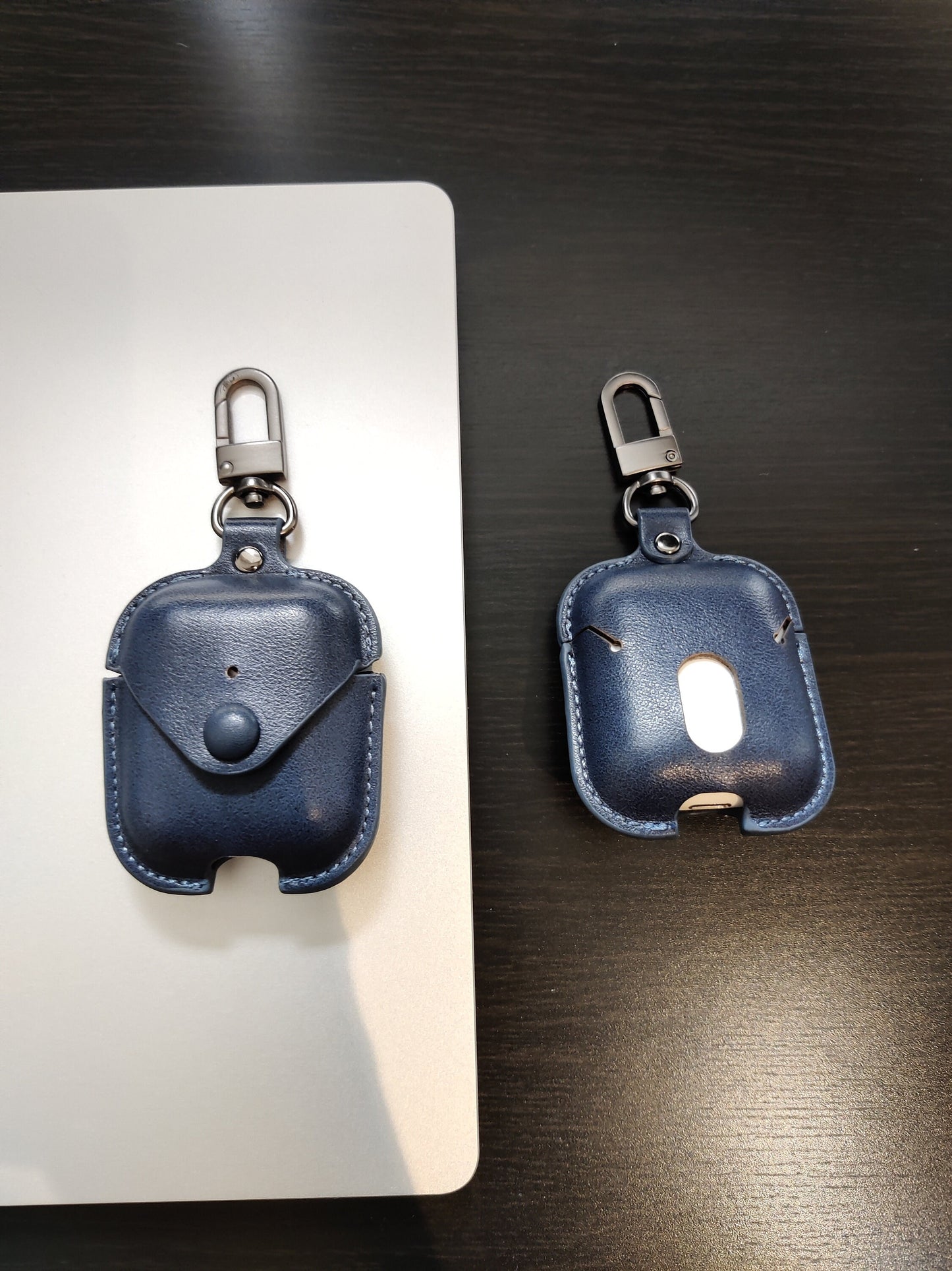 Personalised Blue Apple Airpod Case, Protective Case Protector, Engraved and Handmade PU Leather, Customised Airpod Case