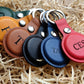 Personalised Red Apple AirTag Case, Protective Air Tag Case Cover Key Ring Chain, Engraved and Handmade PU Leather, Customised AirTag Case