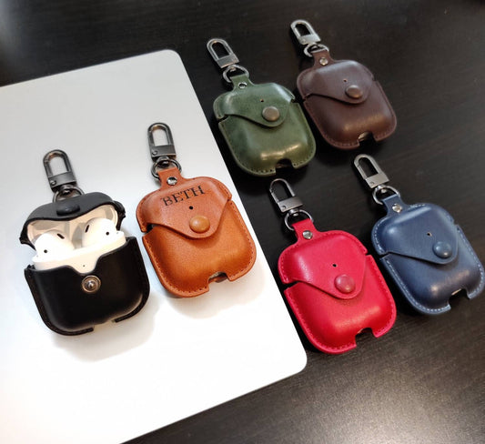 Personalised Apple Airpod Case, Protective Case Protector, Engraved and Handmade PU Leather, Customised Airpod Case
