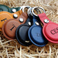 Personalised Black Apple AirTag Case, Protective Air Tag Case Cover Key Ring Chain, Engraved and Handmade PU Leather, Customised AirTag Case