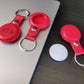 Personalised Red Apple AirTag Case, Protective Air Tag Case Cover Key Ring Chain, Engraved and Handmade PU Leather, Customised AirTag Case