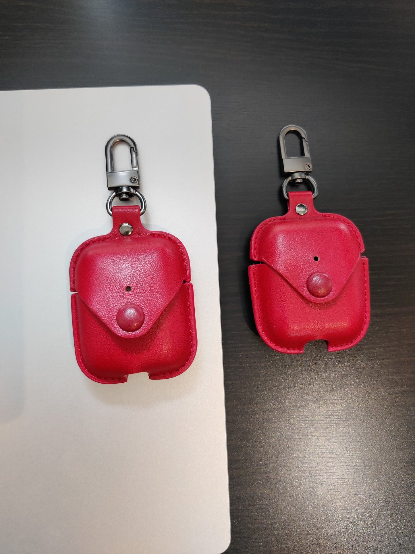 Personalised Red Apple Airpod Case, Protective Case Protector, Engraved and Handmade PU Leather, Customised Airpod Case