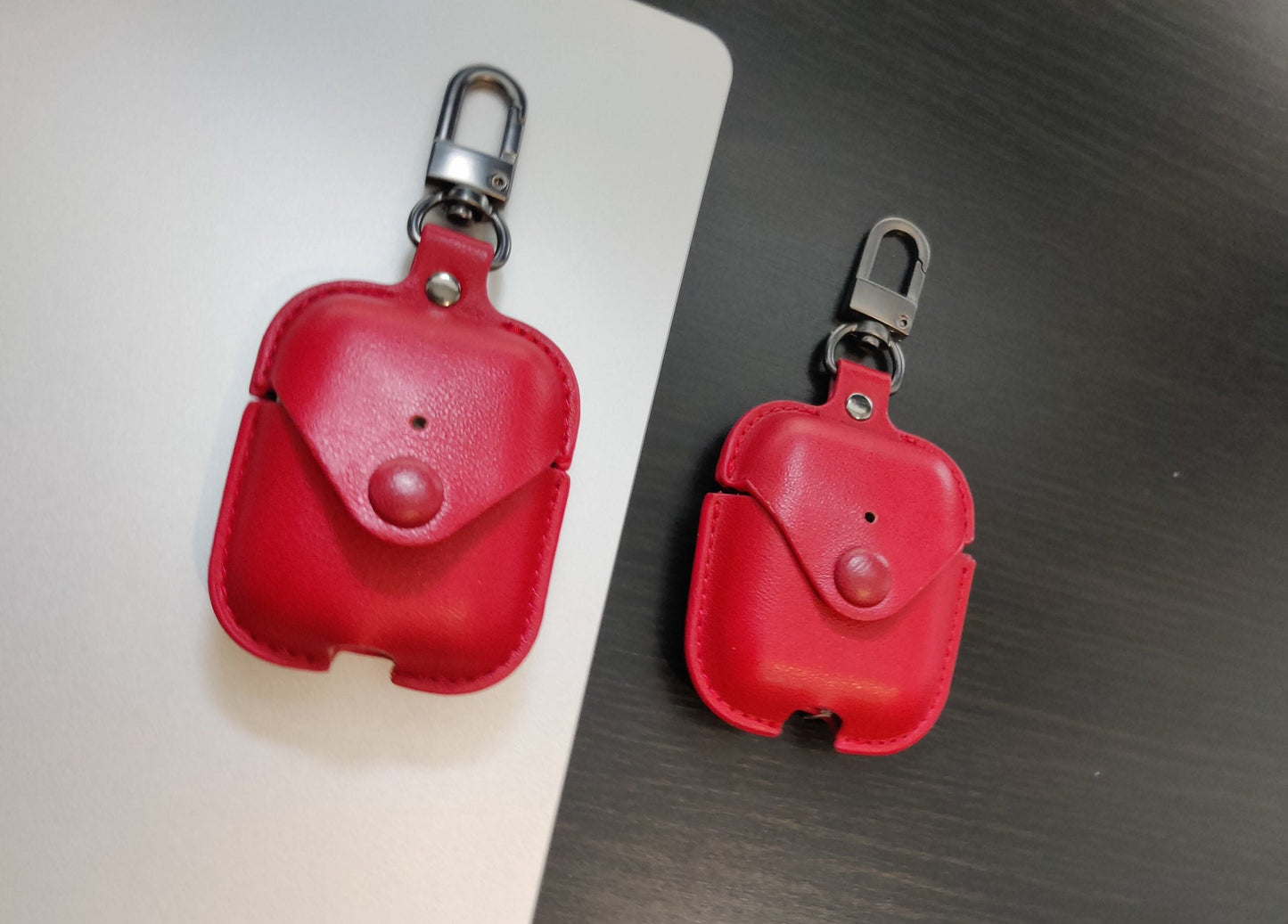 Personalised Red Apple Airpod Case, Protective Case Protector, Engraved and Handmade PU Leather, Customised Airpod Case