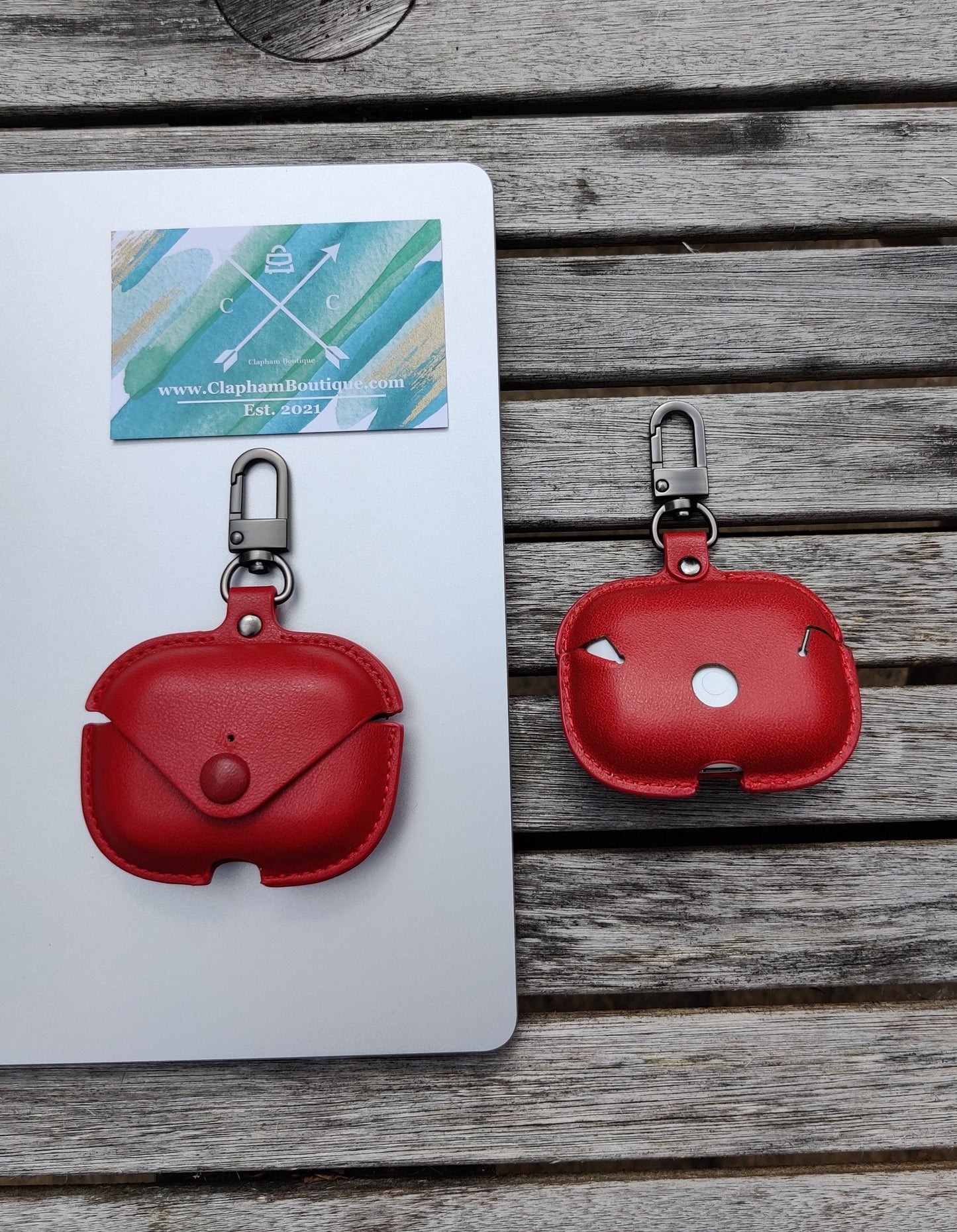 Personalised Red Apple Airpod Pro Case, Protective Case Cover, Engraved and Handmade PU Leather, Customised AirPod Case