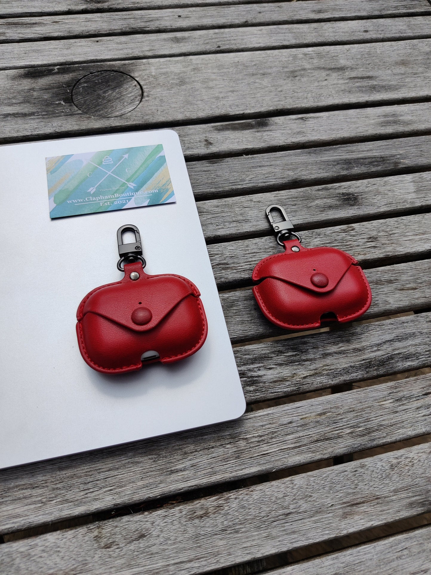 Personalised Red Apple Airpod Pro Case, Protective Case Cover, Engraved and Handmade PU Leather, Customised AirPod Case