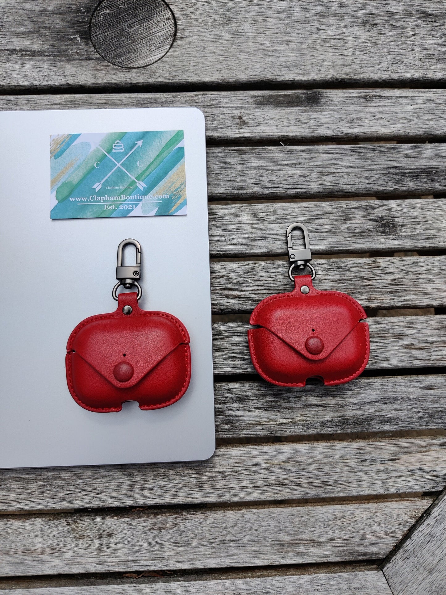 Personalised Red Apple Airpod Pro Case, Protective Case Cover, Engraved and Handmade PU Leather, Customised AirPod Case