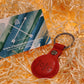 Personalised Red Apple AirTag Case, Protective Air Tag Case Cover Key Ring Chain, Engraved and Handmade PU Leather, Customised AirTag Case