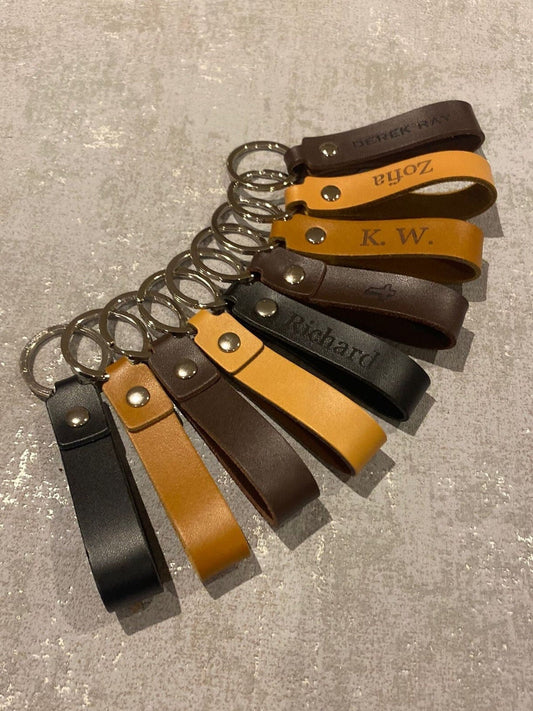 Personalised Leather Keyring , Customised Leather Key chain, Engraved Key fob, Personalized gift , Engraved and Handmade leather Gift