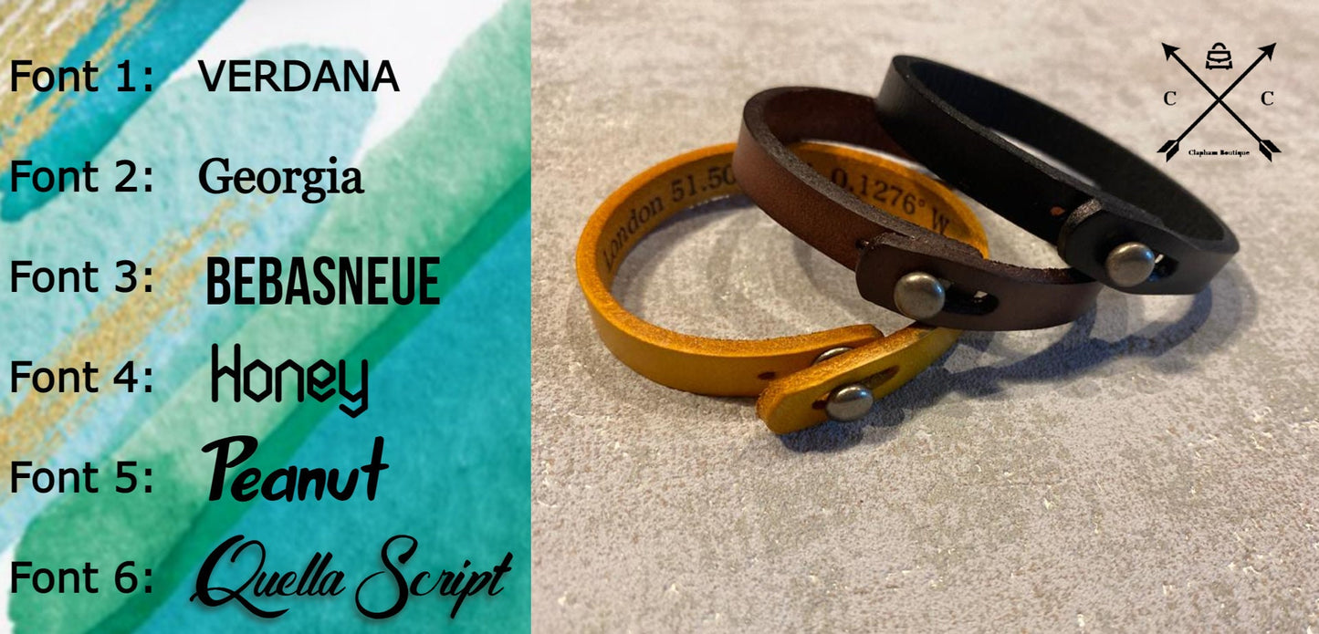 Personalised Leather Bracelet / Premium Engraved Circle Clasp Leather Bracelet / Handmade Unisex Bracelet / Anniversary Gift for Him