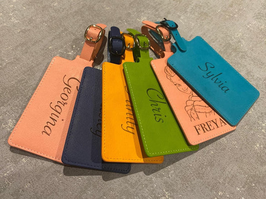 Vegan Leather Luggage Tag / Handmade Premium PU Leather Luggage Label / Assorted PU Leather Baggage Tag / Travel Tag / Birthday Gift